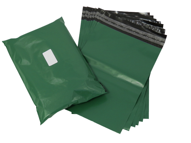 100 x Olive Green Poly Mailing Bags 12